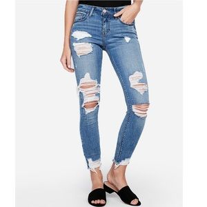 Express Mid-Rise Destroyed Jean Leggings